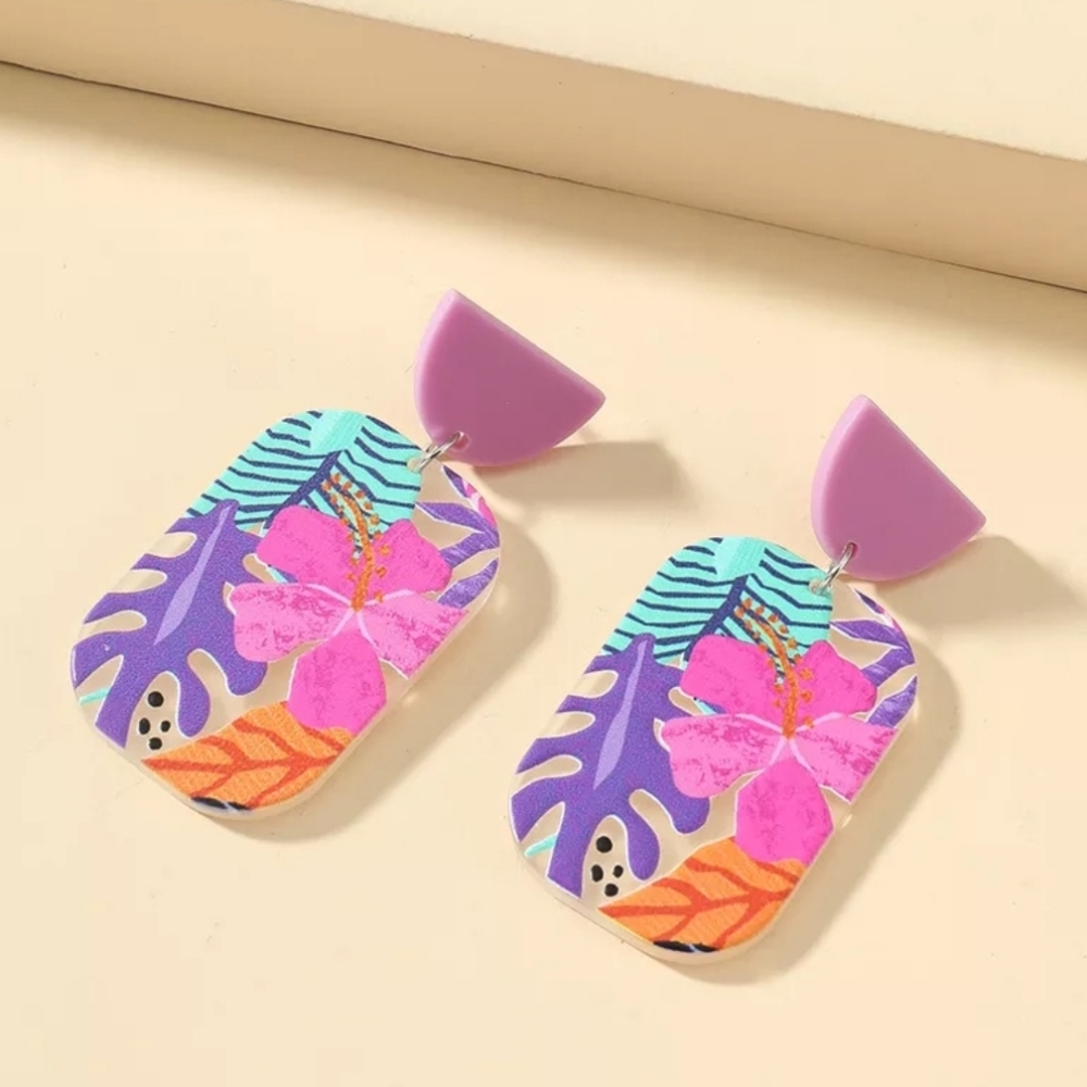 Floral Acrylic Earrings